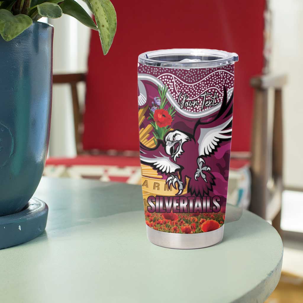 Personalised Sea Eagles Rugby ANZAC Day Tumbler Cup Last Post Poppy We Will Remember Them