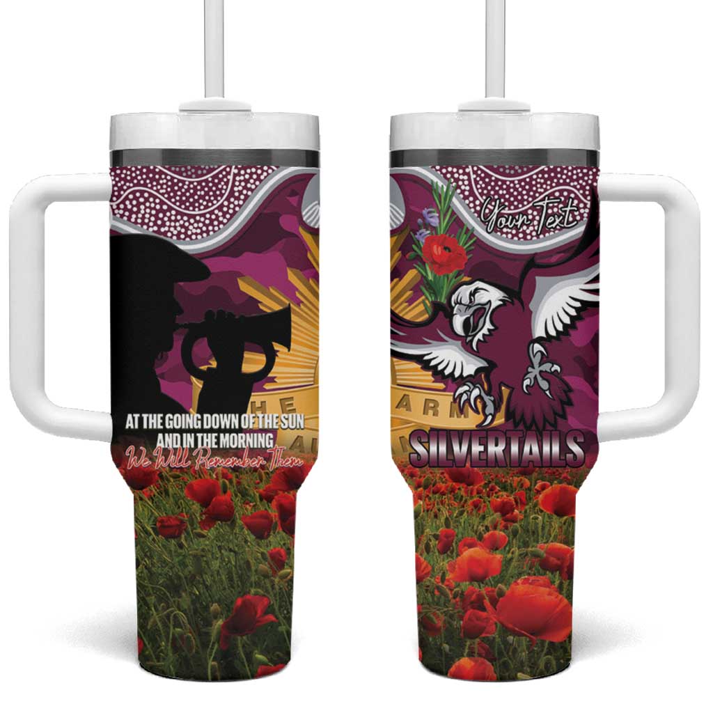 Personalised Sea Eagles Rugby ANZAC Day Tumbler With Handle Last Post Poppy We Will Remember Them