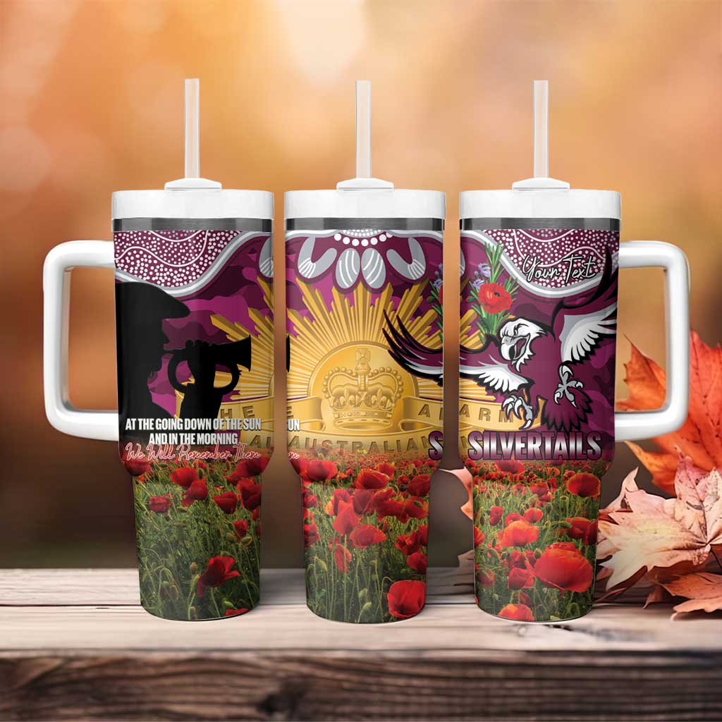 Personalised Sea Eagles Rugby ANZAC Day Tumbler With Handle Last Post Poppy We Will Remember Them
