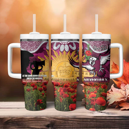 Personalised Sea Eagles Rugby ANZAC Day Tumbler With Handle Last Post Poppy We Will Remember Them