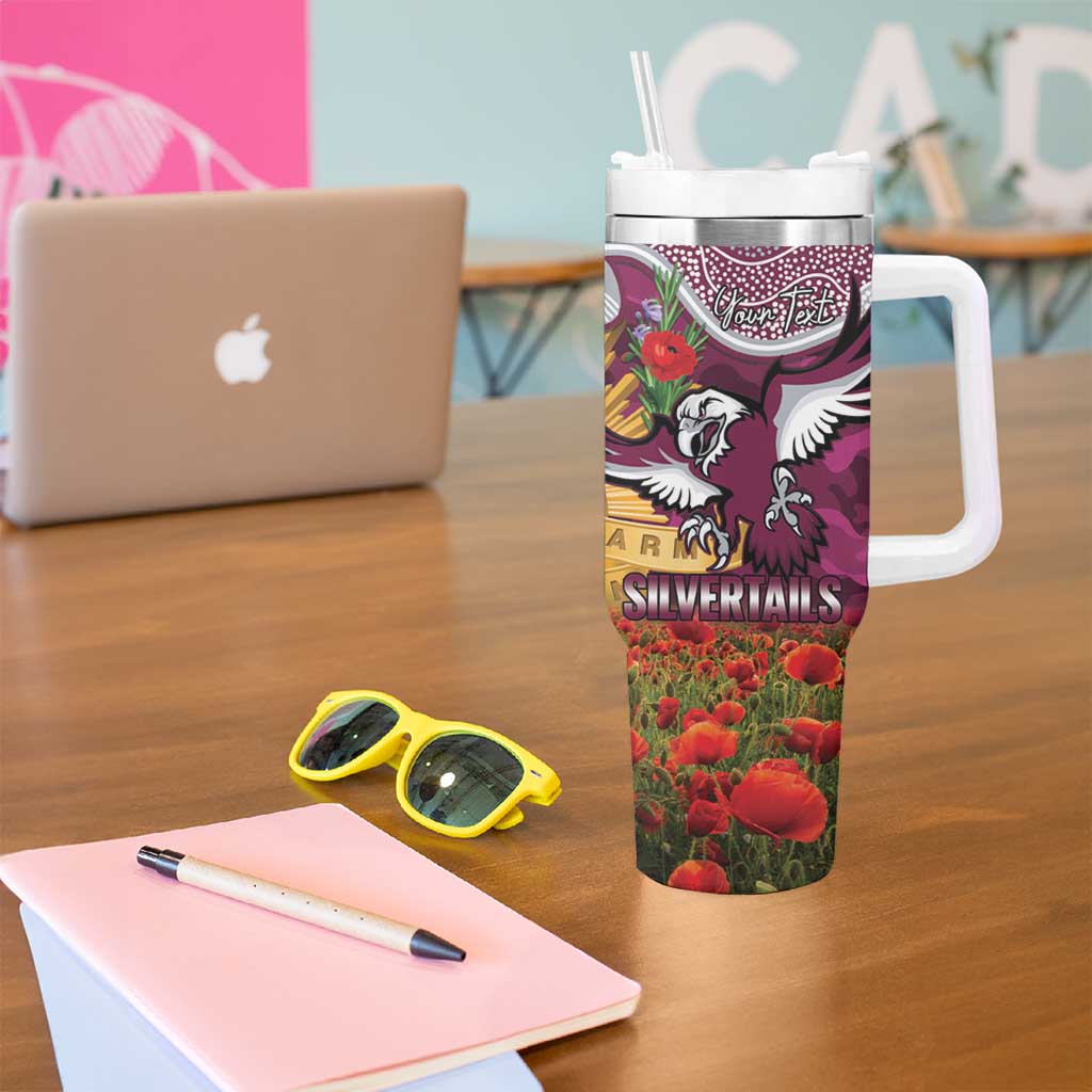 Personalised Sea Eagles Rugby ANZAC Day Tumbler With Handle Last Post Poppy We Will Remember Them