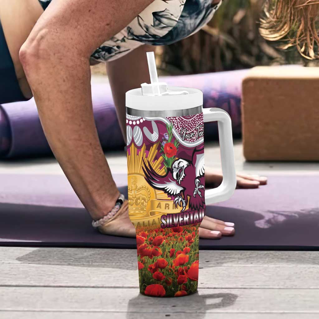 Personalised Sea Eagles Rugby ANZAC Day Tumbler With Handle Last Post Poppy We Will Remember Them
