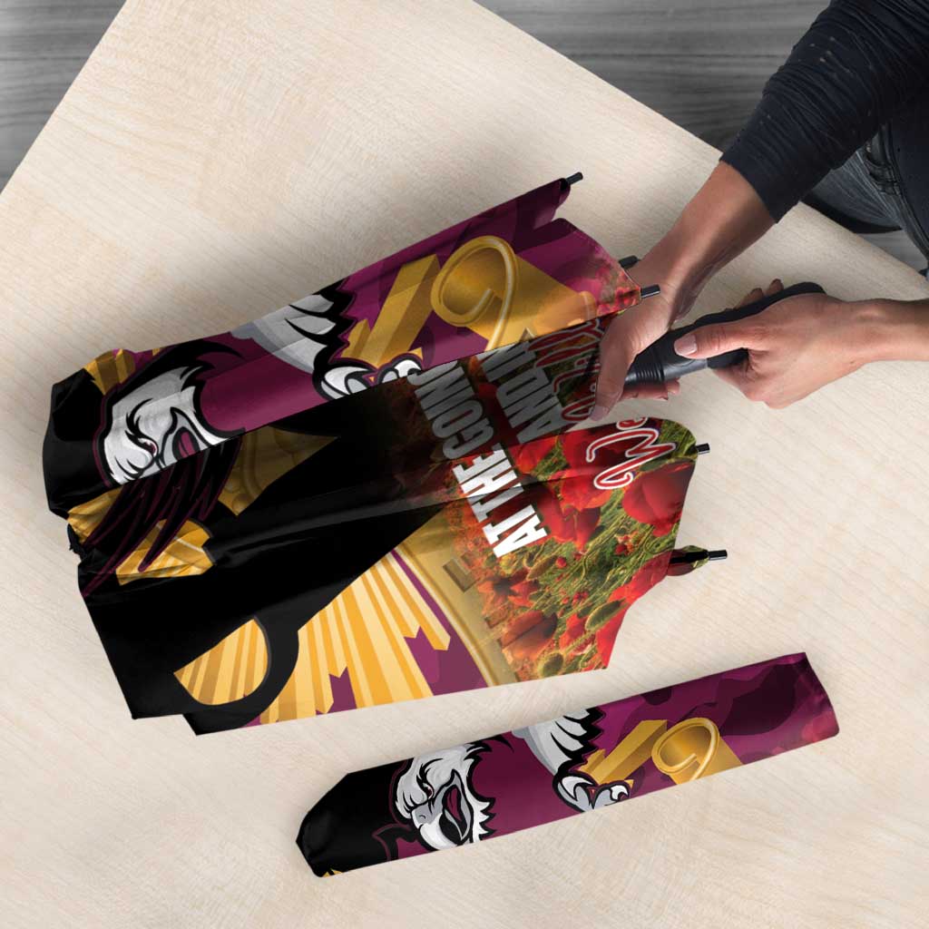 Personalised Sea Eagles Rugby ANZAC Day Umbrella Last Post Poppy We Will Remember Them
