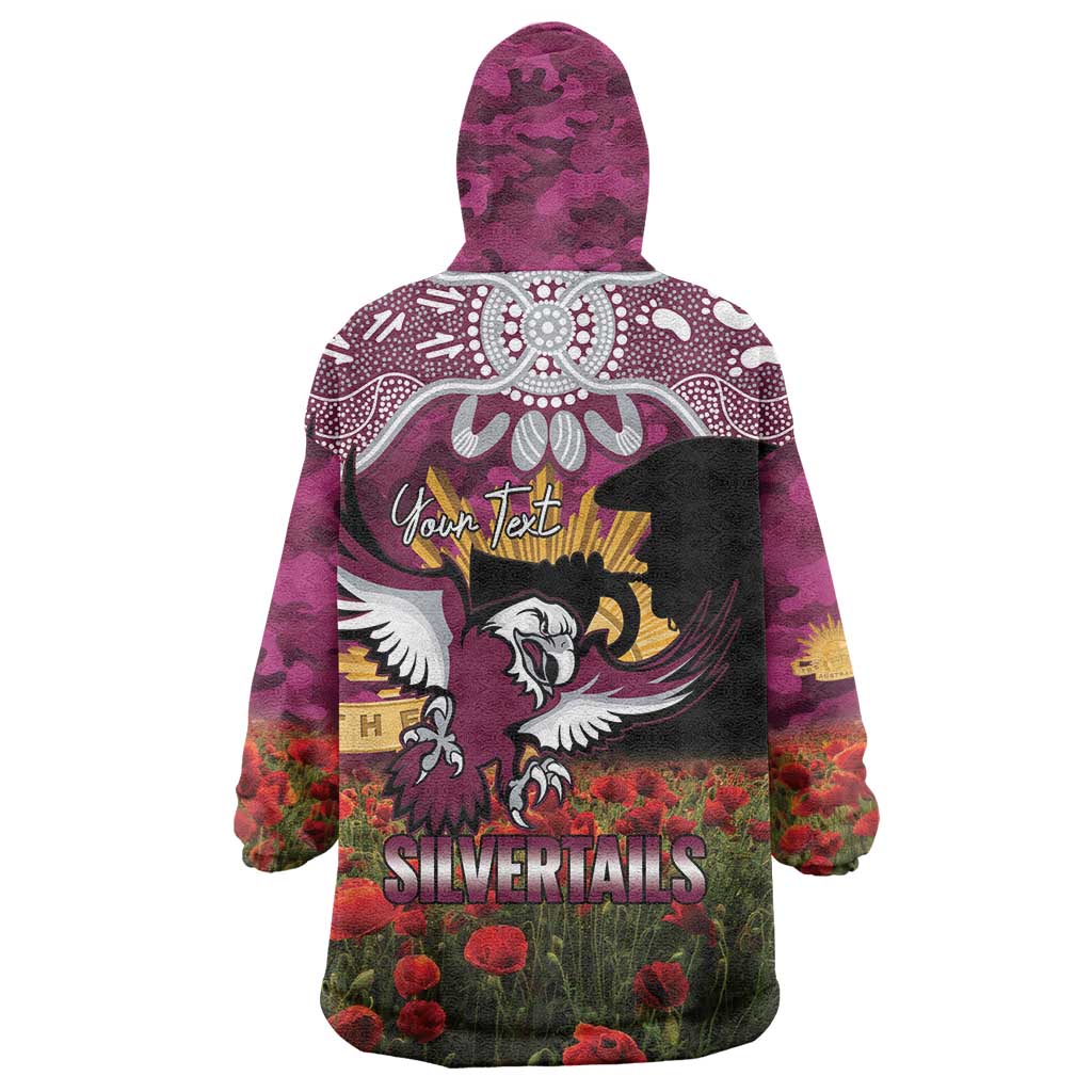 Personalised Sea Eagles Rugby ANZAC Day Wearable Blanket Hoodie Last Post Poppy We Will Remember Them