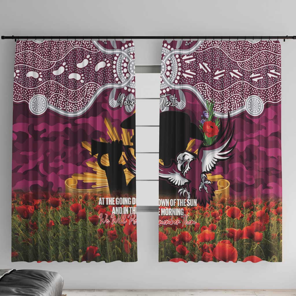 Personalised Sea Eagles Rugby ANZAC Day Window Curtain Last Post Poppy We Will Remember Them