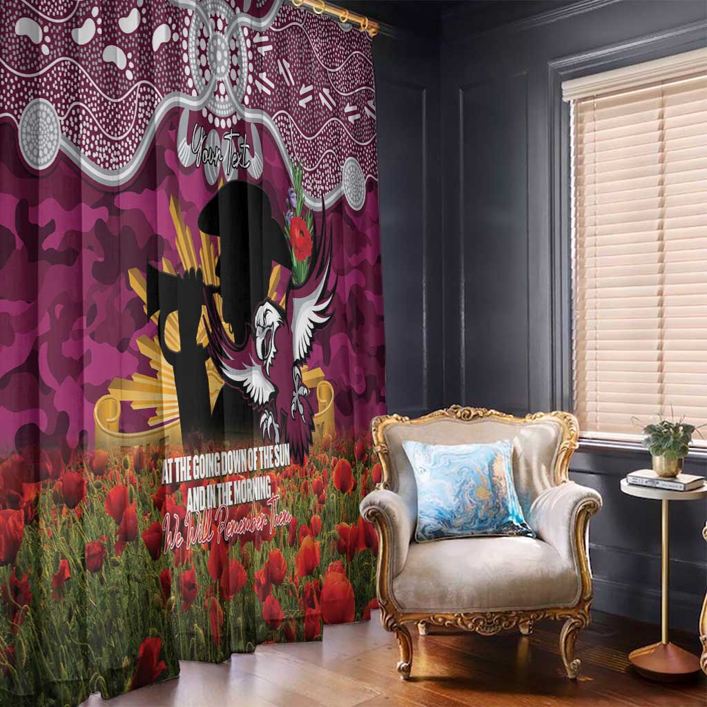 Personalised Sea Eagles Rugby ANZAC Day Window Curtain Last Post Poppy We Will Remember Them