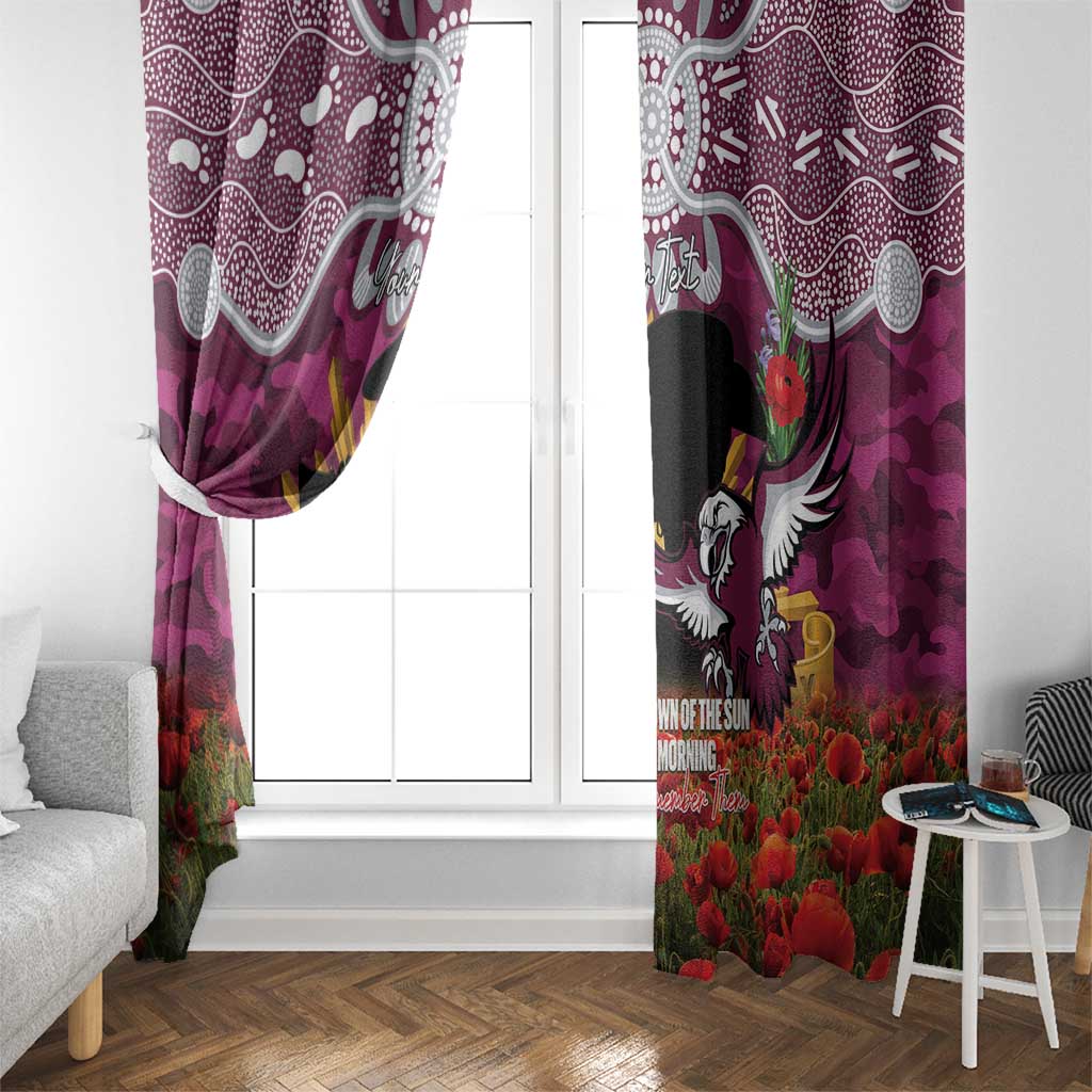 Personalised Sea Eagles Rugby ANZAC Day Window Curtain Last Post Poppy We Will Remember Them