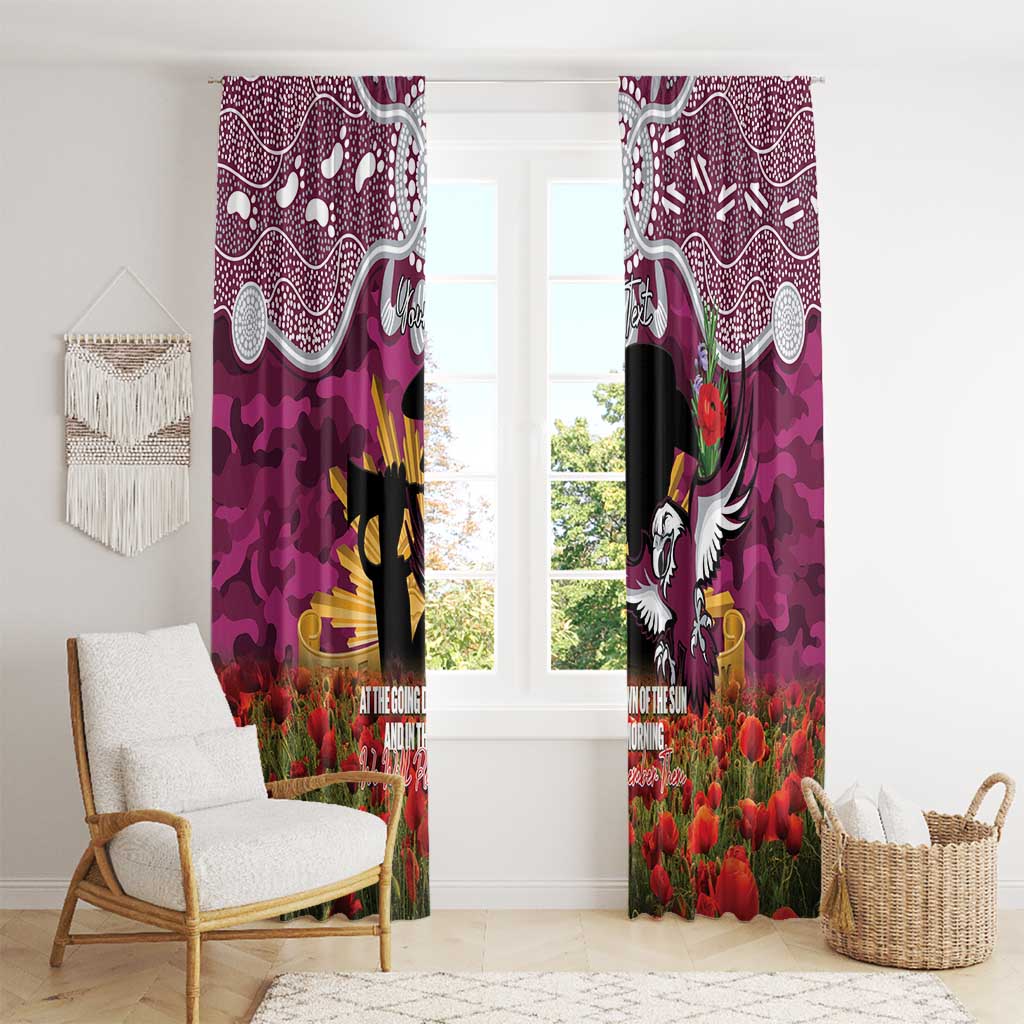 Personalised Sea Eagles Rugby ANZAC Day Window Curtain Last Post Poppy We Will Remember Them