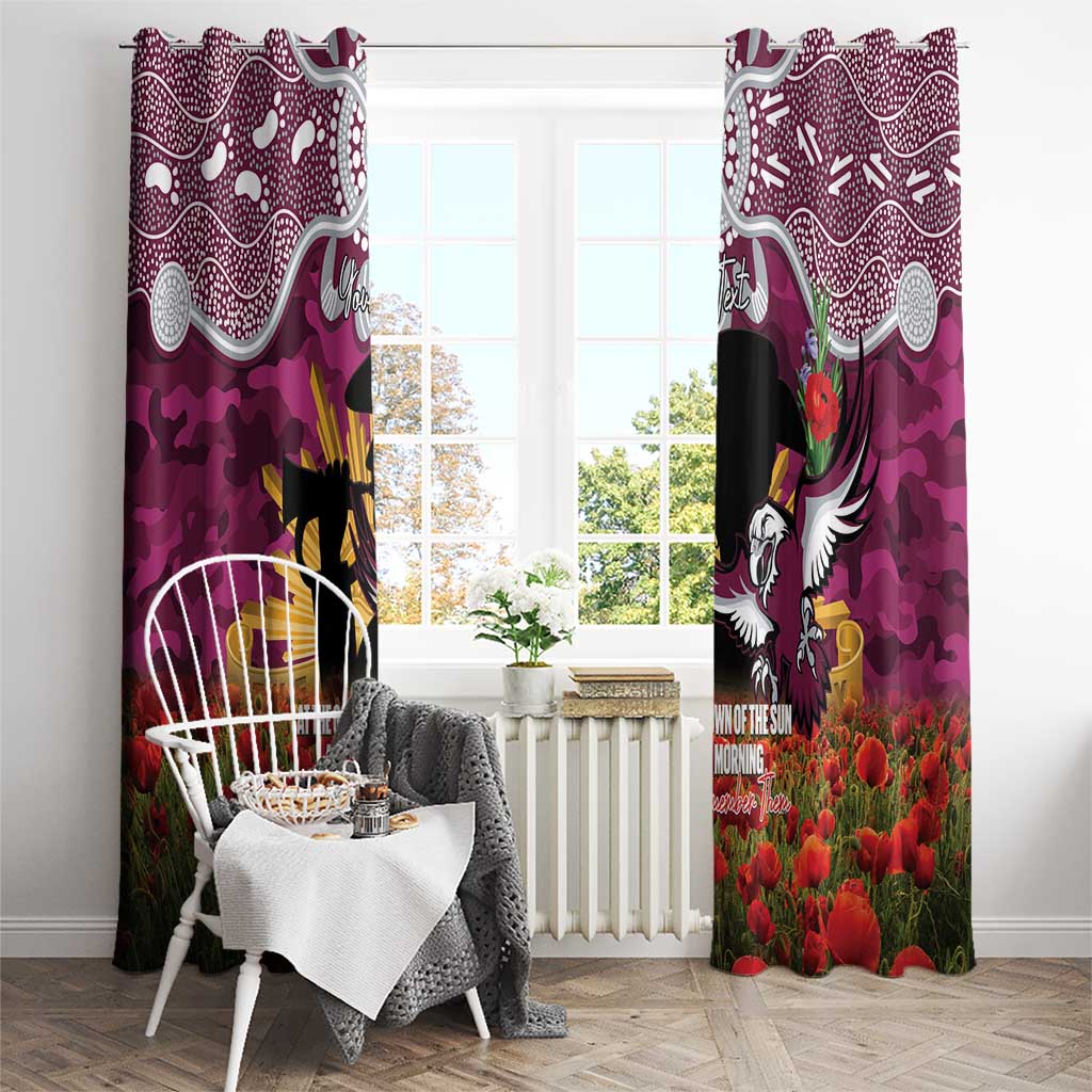 Personalised Sea Eagles Rugby ANZAC Day Window Curtain Last Post Poppy We Will Remember Them