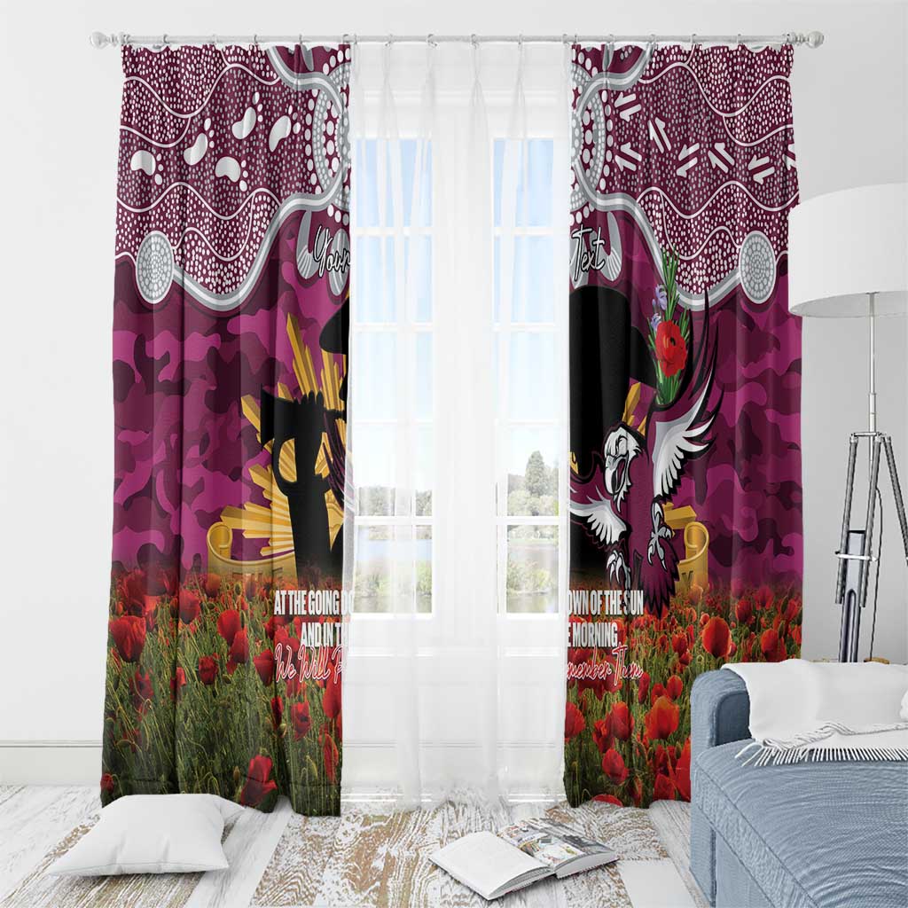 Personalised Sea Eagles Rugby ANZAC Day Window Curtain Last Post Poppy We Will Remember Them