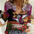 Personalised Sea Eagles Rugby ANZAC Day Women Casual Shirt Last Post Poppy We Will Remember Them