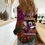 Personalised Sea Eagles Rugby ANZAC Day Women Casual Shirt Last Post Poppy We Will Remember Them