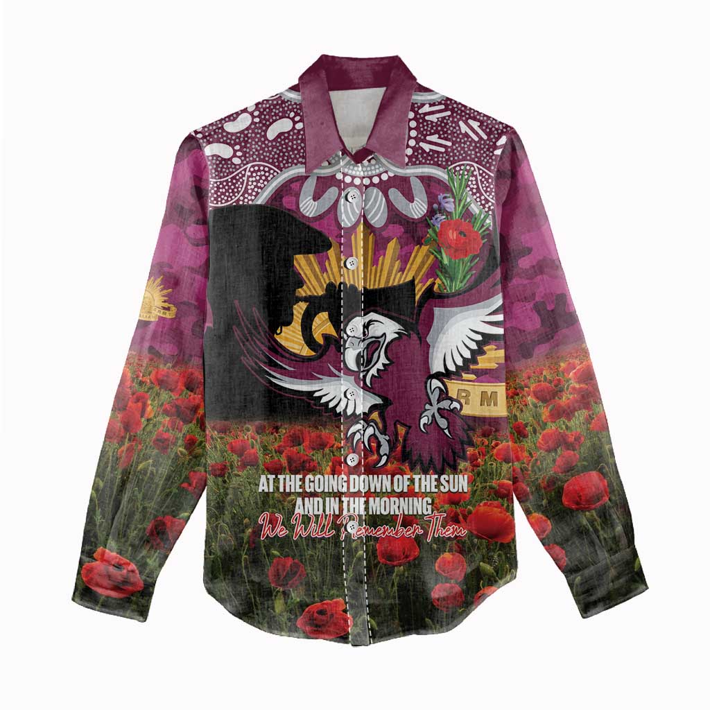 Personalised Sea Eagles Rugby ANZAC Day Women Casual Shirt Last Post Poppy We Will Remember Them