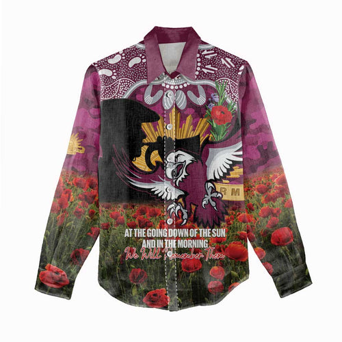 Personalised Sea Eagles Rugby ANZAC Day Women Casual Shirt Last Post Poppy We Will Remember Them