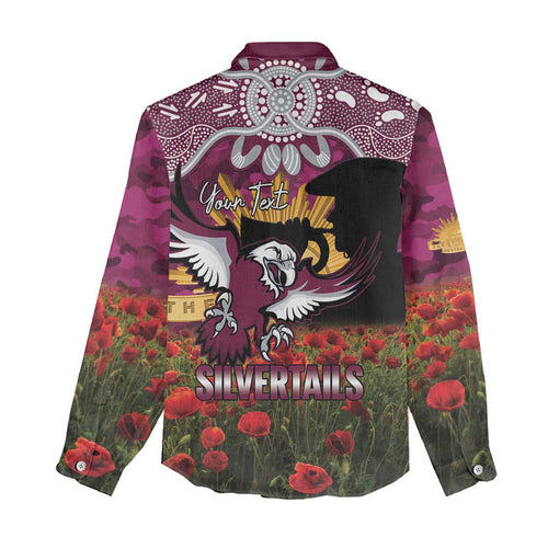 Personalised Sea Eagles Rugby ANZAC Day Women Casual Shirt Last Post Poppy We Will Remember Them