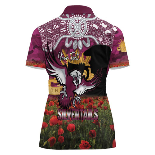 Personalised Sea Eagles Rugby ANZAC Day Women Polo Shirt Last Post Poppy We Will Remember Them