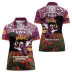 Personalised Sea Eagles Rugby ANZAC Day Women Polo Shirt Last Post Poppy We Will Remember Them