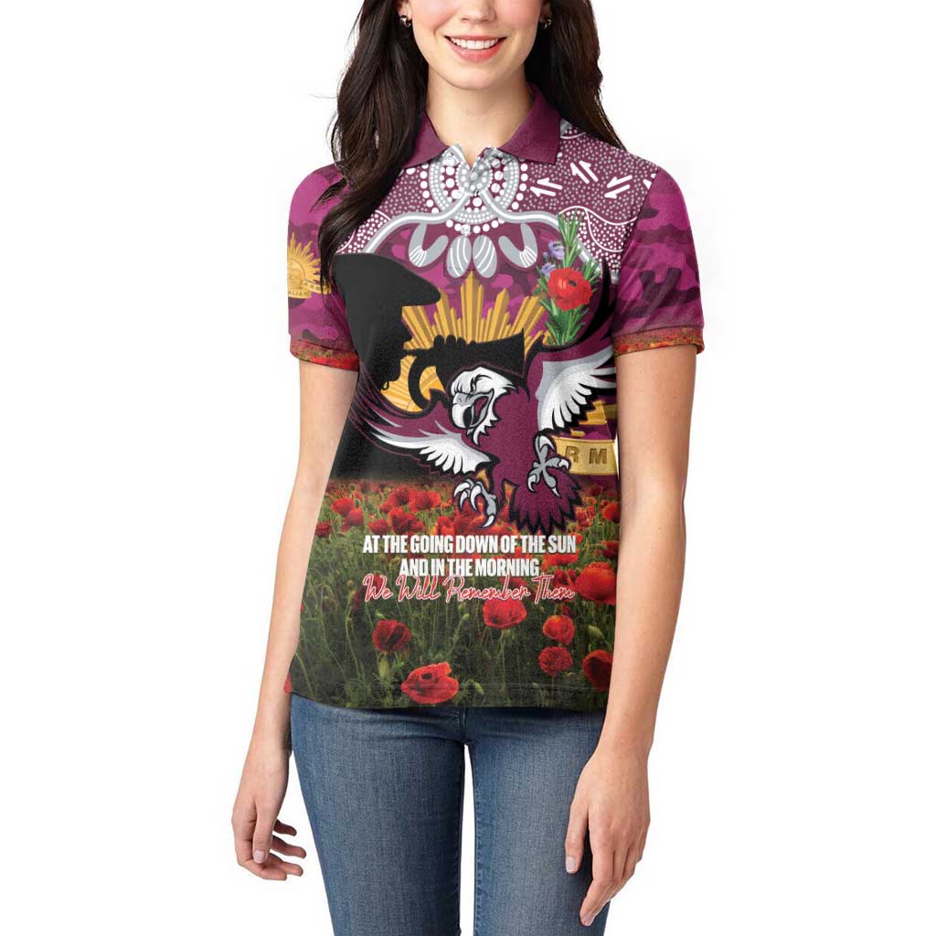 Personalised Sea Eagles Rugby ANZAC Day Women Polo Shirt Last Post Poppy We Will Remember Them