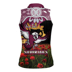 Personalised Sea Eagles Rugby ANZAC Day Women Sleeveless Polo Shirt Last Post Poppy We Will Remember Them