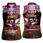 Personalised Sea Eagles Rugby ANZAC Day Women Sleeveless Polo Shirt Last Post Poppy We Will Remember Them