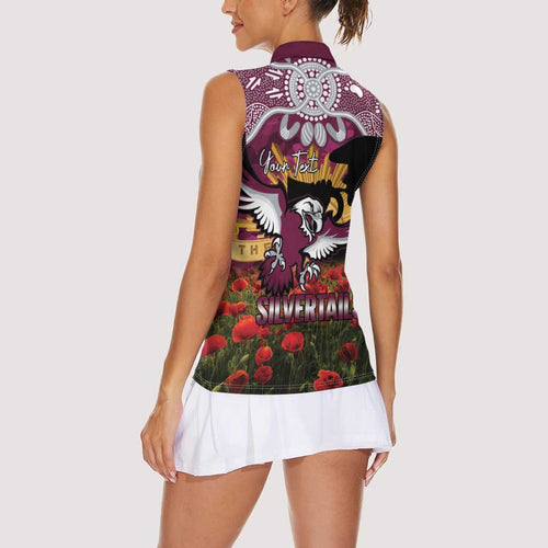 Personalised Sea Eagles Rugby ANZAC Day Women Sleeveless Polo Shirt Last Post Poppy We Will Remember Them
