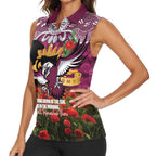 Personalised Sea Eagles Rugby ANZAC Day Women Sleeveless Polo Shirt Last Post Poppy We Will Remember Them