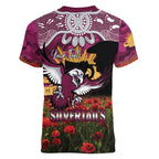 Personalised Sea Eagles Rugby ANZAC Day Women V-Neck T-Shirt Last Post Poppy We Will Remember Them