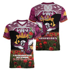 Personalised Sea Eagles Rugby ANZAC Day Women V-Neck T-Shirt Last Post Poppy We Will Remember Them