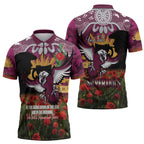 Personalised Sea Eagles Rugby ANZAC Day Zipper Polo Shirt Last Post Poppy We Will Remember Them