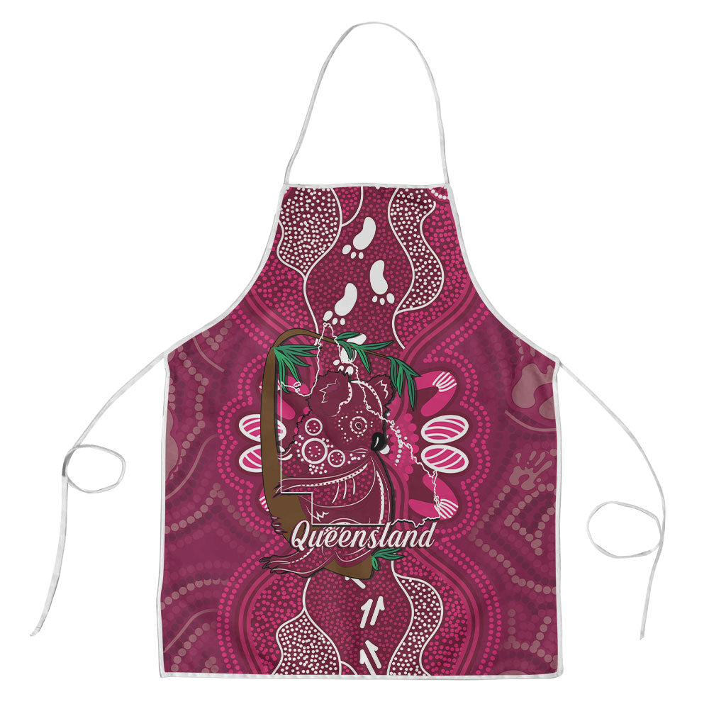Australia Queensland Day Apron Koala With Map Aboriginal Art