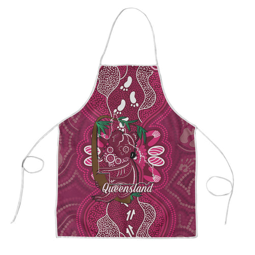Australia Queensland Day Apron Koala With Map Aboriginal Art