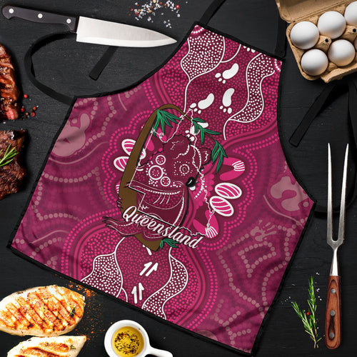 Australia Queensland Day Apron Koala With Map Aboriginal Art