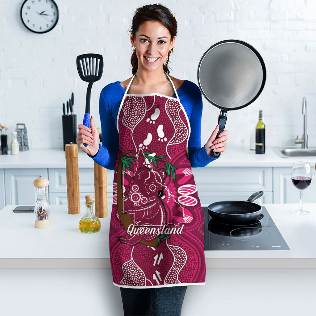 Australia Queensland Day Apron Koala With Map Aboriginal Art