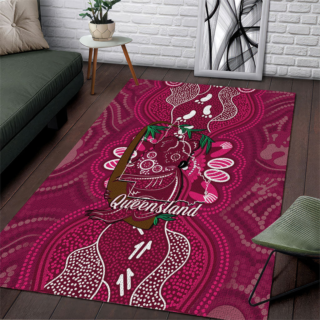 Australia Queensland Day Area Rug Koala With Map Aboriginal Art