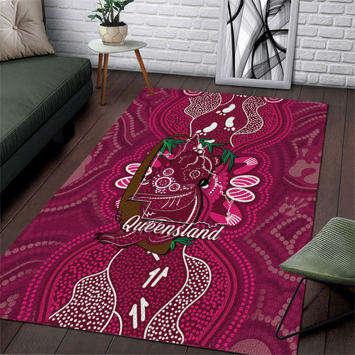 Australia Queensland Day Area Rug Koala With Map Aboriginal Art