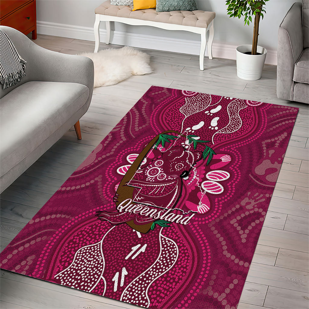 Australia Queensland Day Area Rug Koala With Map Aboriginal Art
