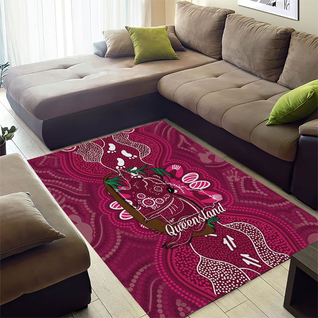 Australia Queensland Day Area Rug Koala With Map Aboriginal Art