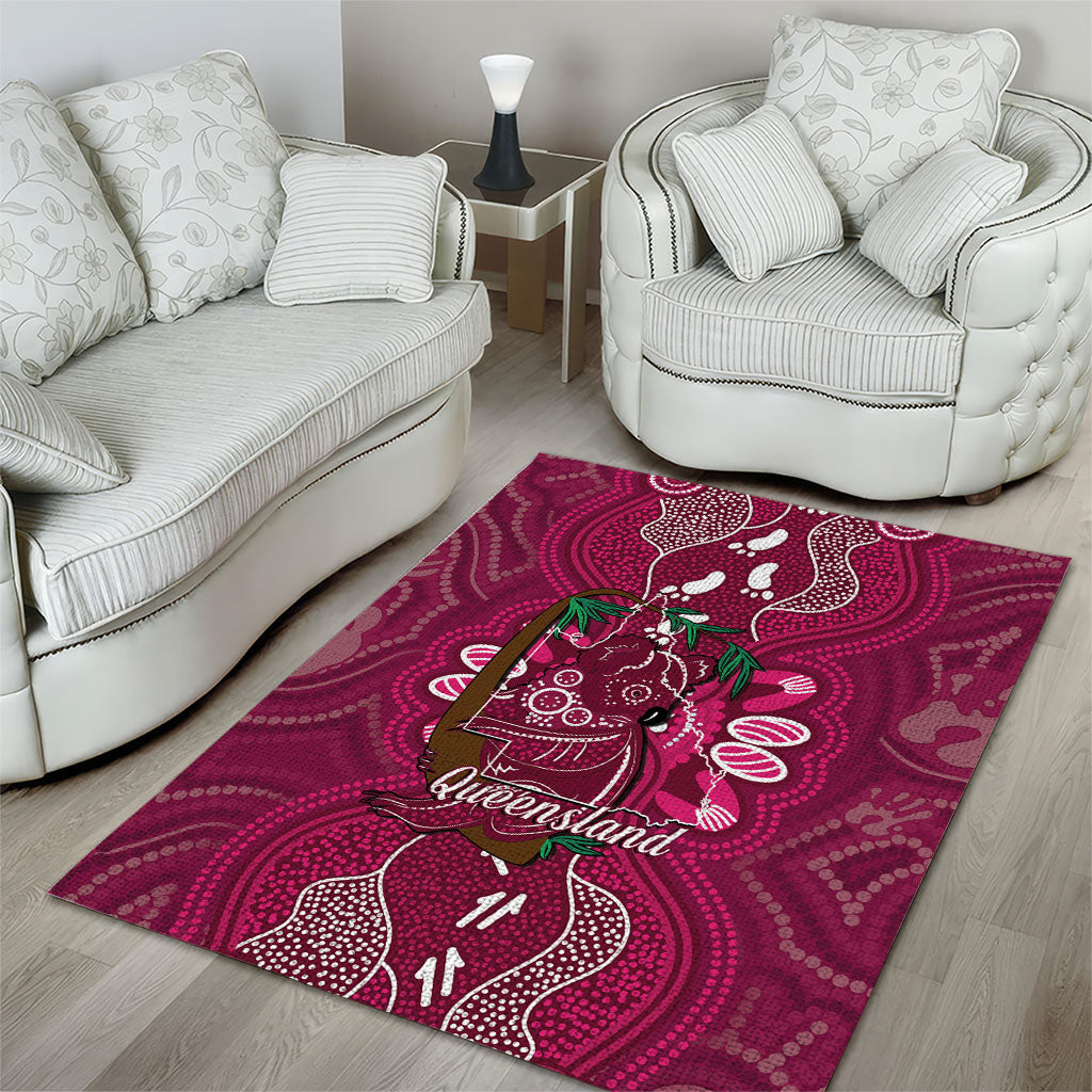 Australia Queensland Day Area Rug Koala With Map Aboriginal Art