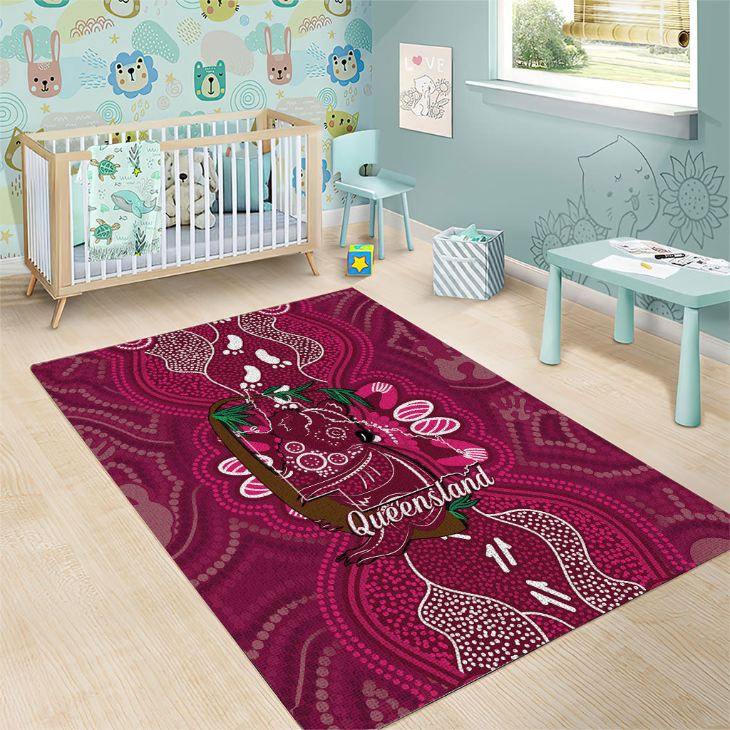 Australia Queensland Day Area Rug Koala With Map Aboriginal Art
