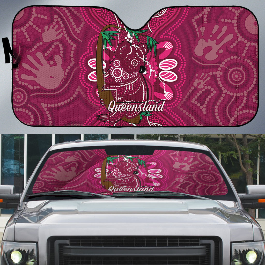 Australia Queensland Day Auto Sun Shade Koala With Map Aboriginal Art
