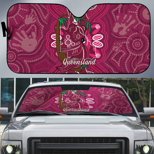 Australia Queensland Day Auto Sun Shade Koala With Map Aboriginal Art