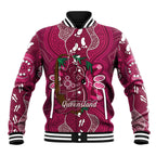 Australia Queensland Day Baseball Jacket Koala With Map Aboriginal Art