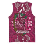 Australia Queensland Day Basketball Jersey Koala With Map Aboriginal Art
