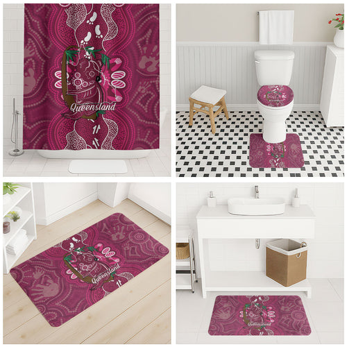 Australia Queensland Day Bathroom Set Koala With Map Aboriginal Art