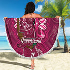 Australia Queensland Day Beach Blanket Koala With Map Aboriginal Art
