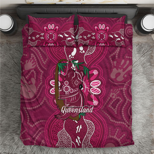 Australia Queensland Day Bedding Set Koala With Map Aboriginal Art