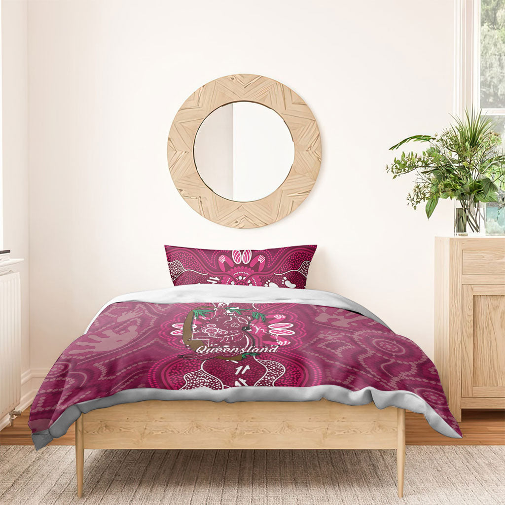 Australia Queensland Day Bedding Set Koala With Map Aboriginal Art
