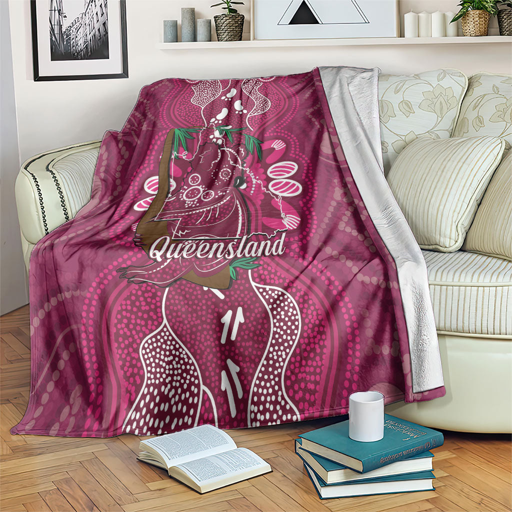 Australia Queensland Day Blanket Koala With Map Aboriginal Art