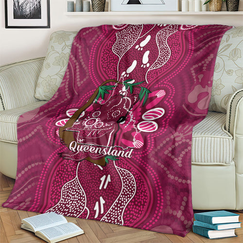 Australia Queensland Day Blanket Koala With Map Aboriginal Art