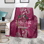 Australia Queensland Day Blanket Koala With Map Aboriginal Art